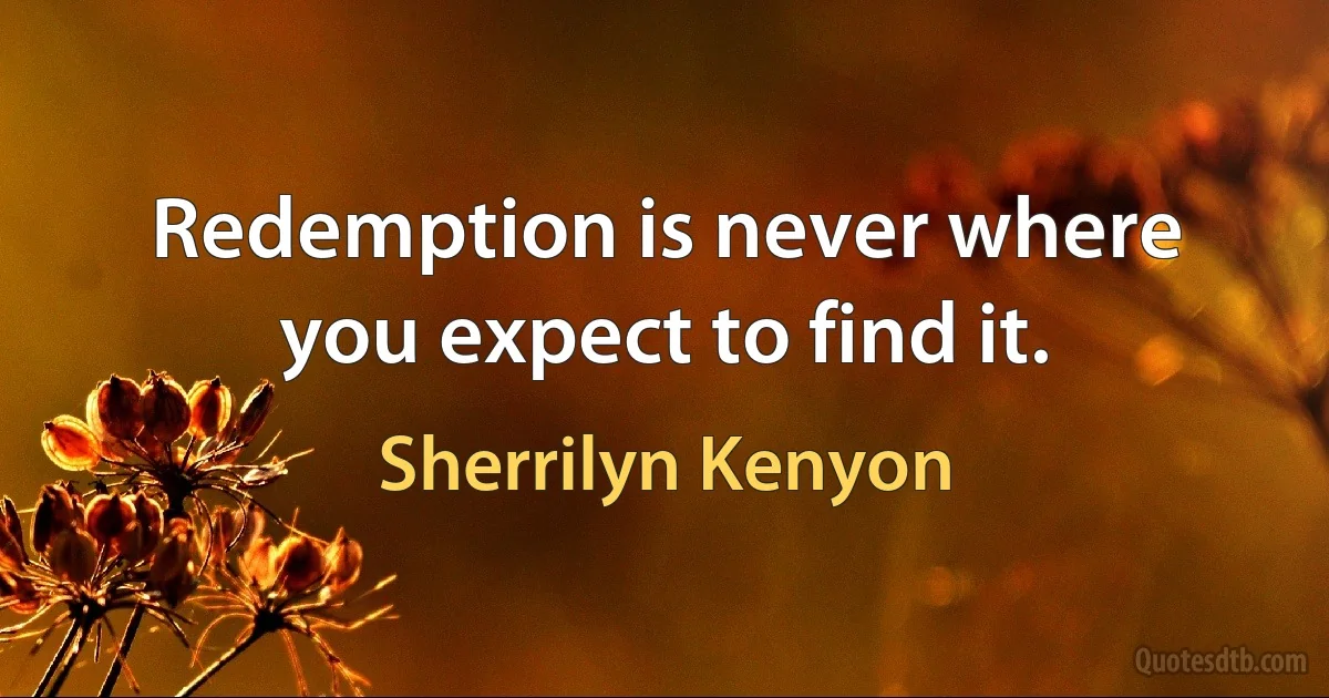 Redemption is never where you expect to find it. (Sherrilyn Kenyon)