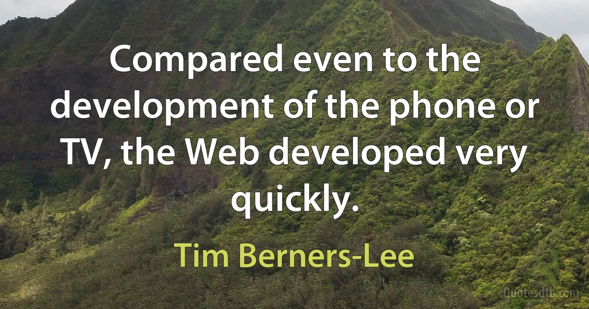 Compared even to the development of the phone or TV, the Web developed very quickly. (Tim Berners-Lee)