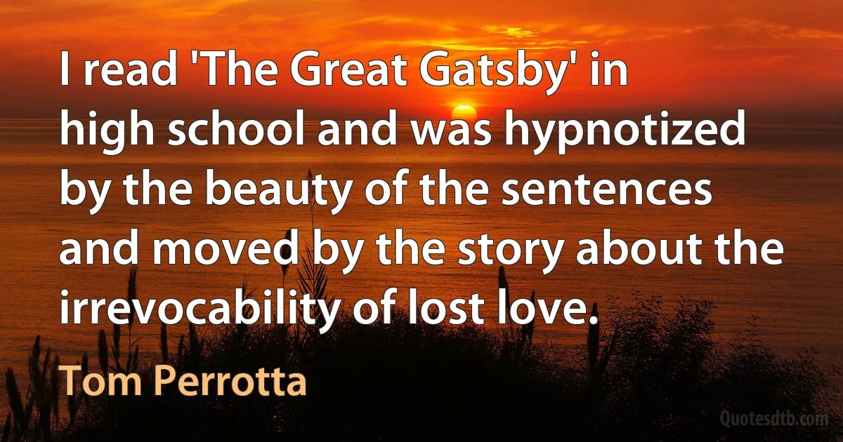 I read 'The Great Gatsby' in high school and was hypnotized by the beauty of the sentences and moved by the story about the irrevocability of lost love. (Tom Perrotta)