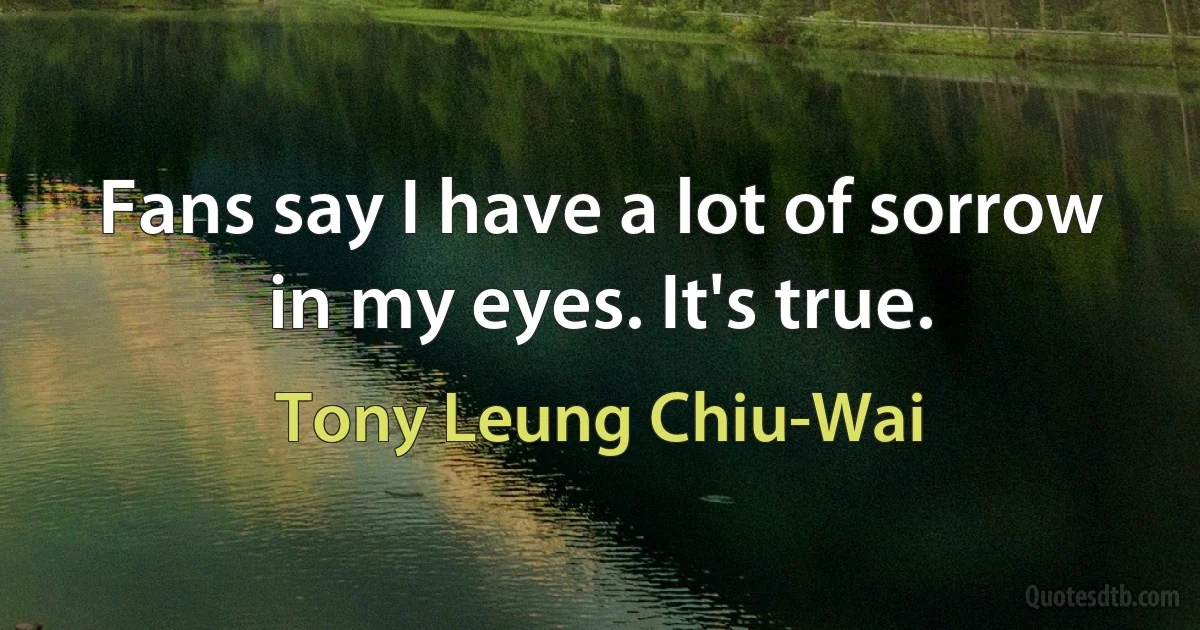 Fans say I have a lot of sorrow in my eyes. It's true. (Tony Leung Chiu-Wai)