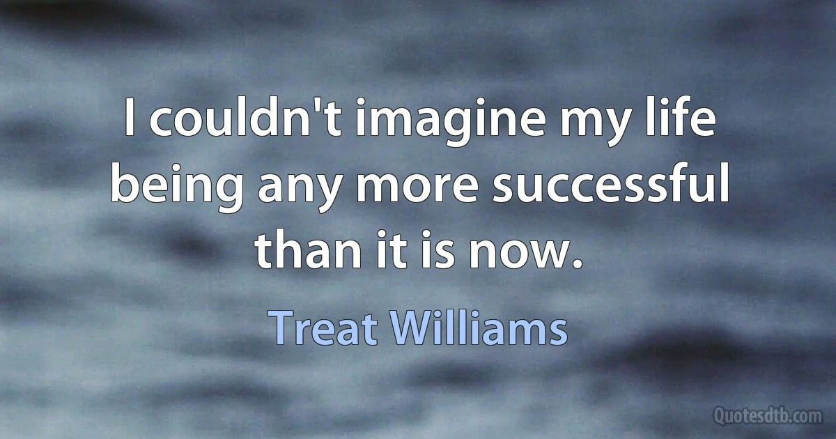 I couldn't imagine my life being any more successful than it is now. (Treat Williams)