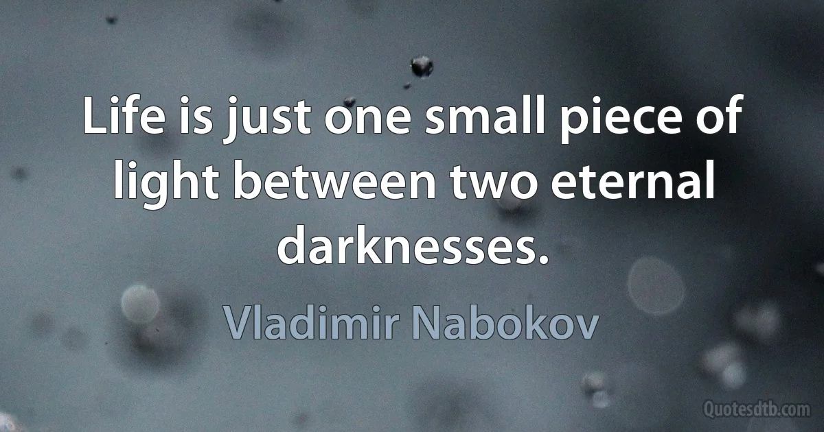 Life is just one small piece of light between two eternal darknesses. (Vladimir Nabokov)