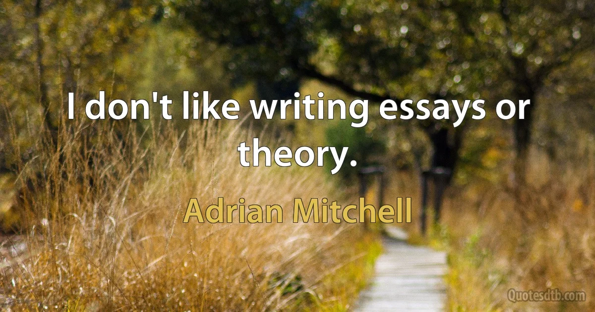 I don't like writing essays or theory. (Adrian Mitchell)