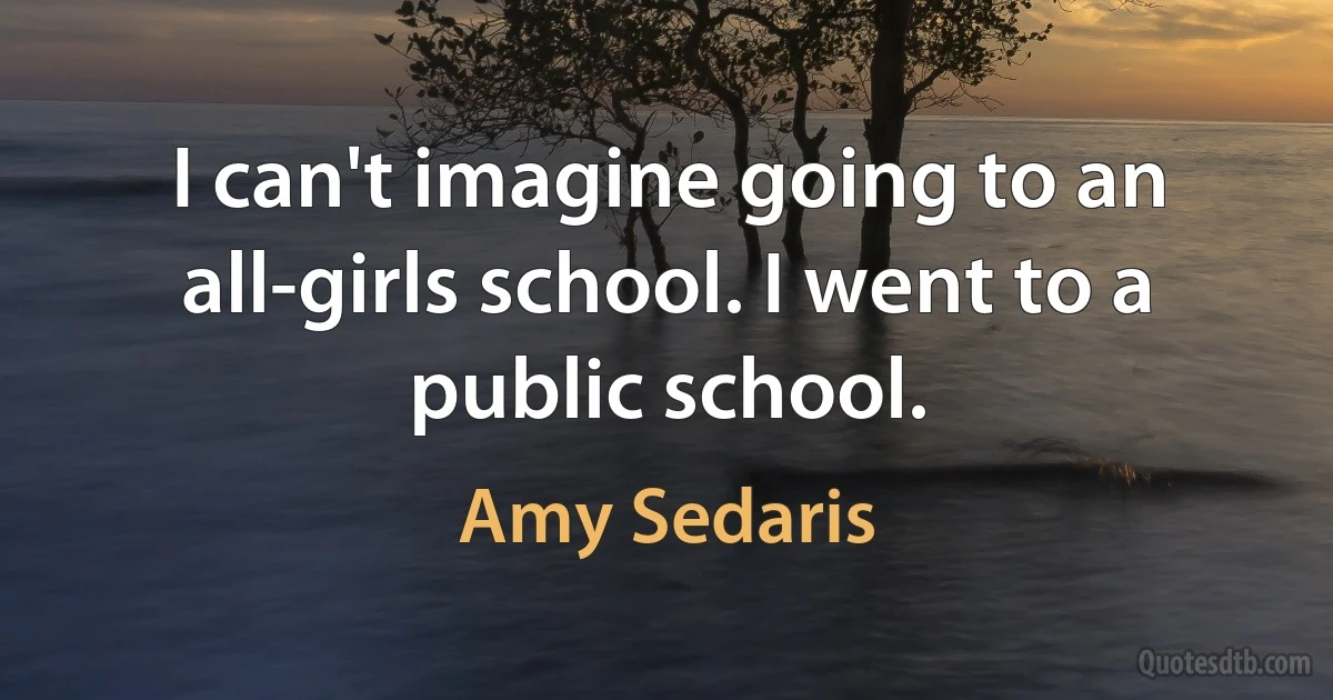 I can't imagine going to an all-girls school. I went to a public school. (Amy Sedaris)