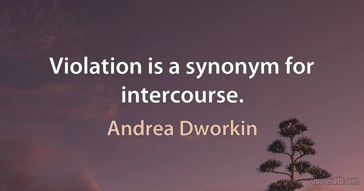 Violation is a synonym for intercourse. (Andrea Dworkin)