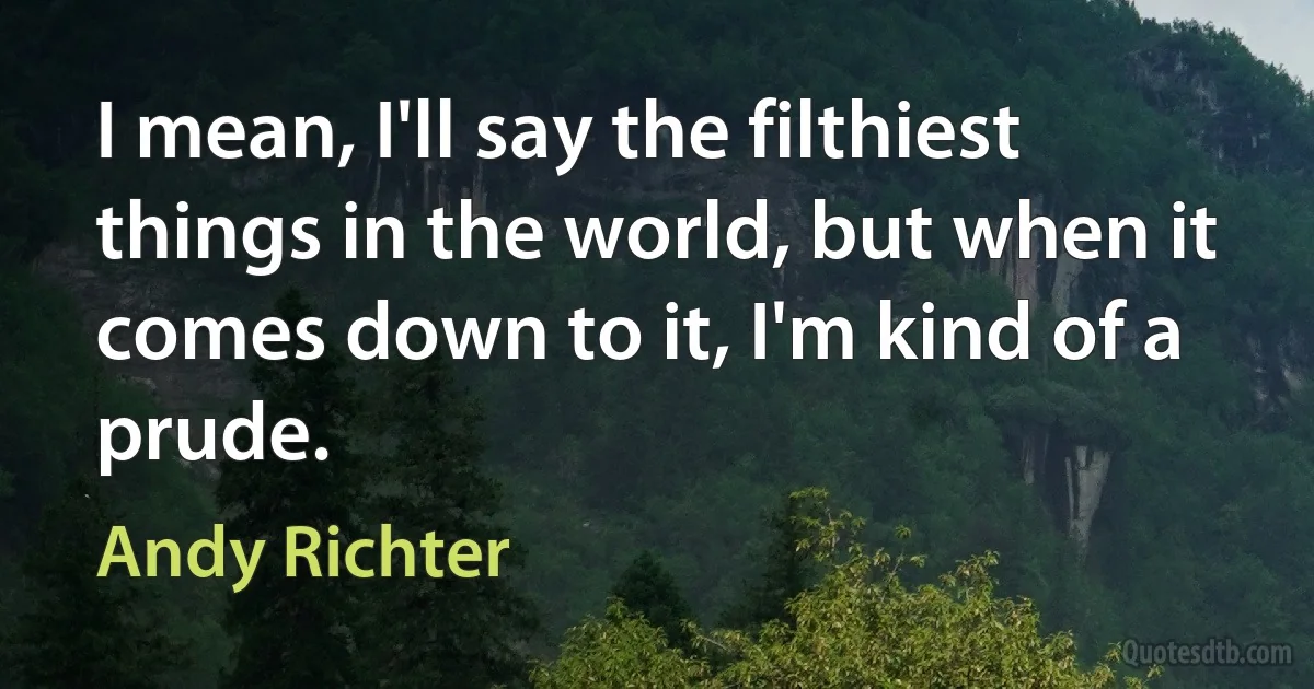 I mean, I'll say the filthiest things in the world, but when it comes down to it, I'm kind of a prude. (Andy Richter)