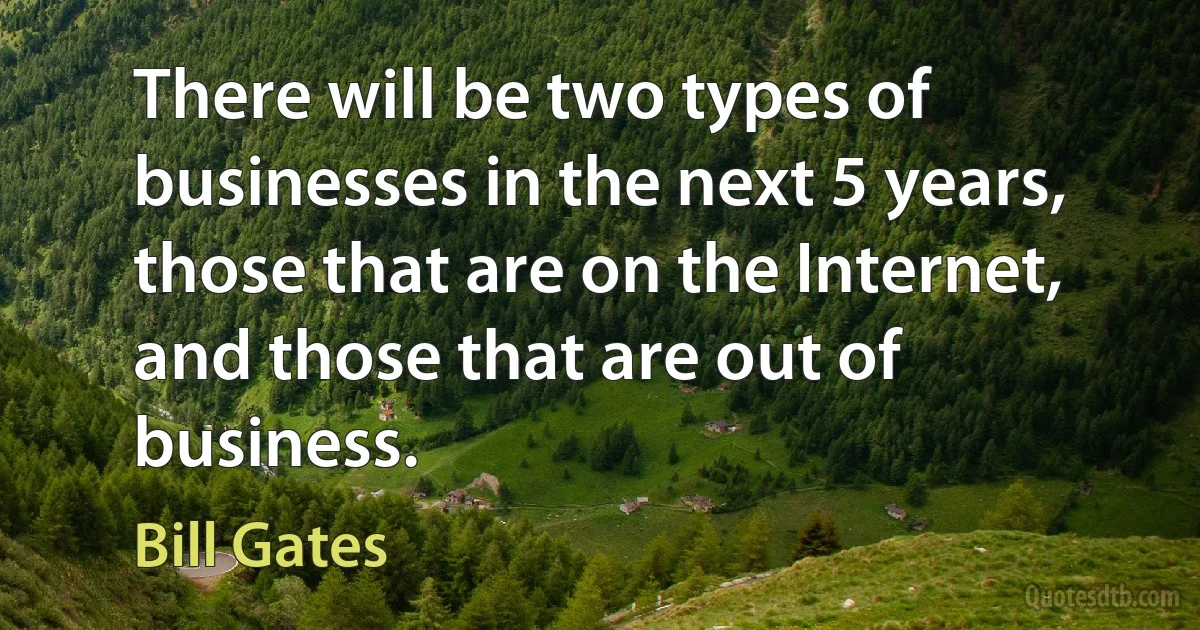 There will be two types of businesses in the next 5 years, those that are on the Internet, and those that are out of business. (Bill Gates)