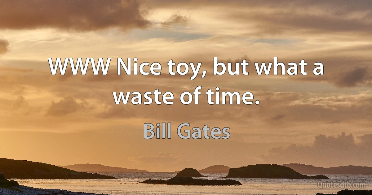 WWW Nice toy, but what a waste of time. (Bill Gates)