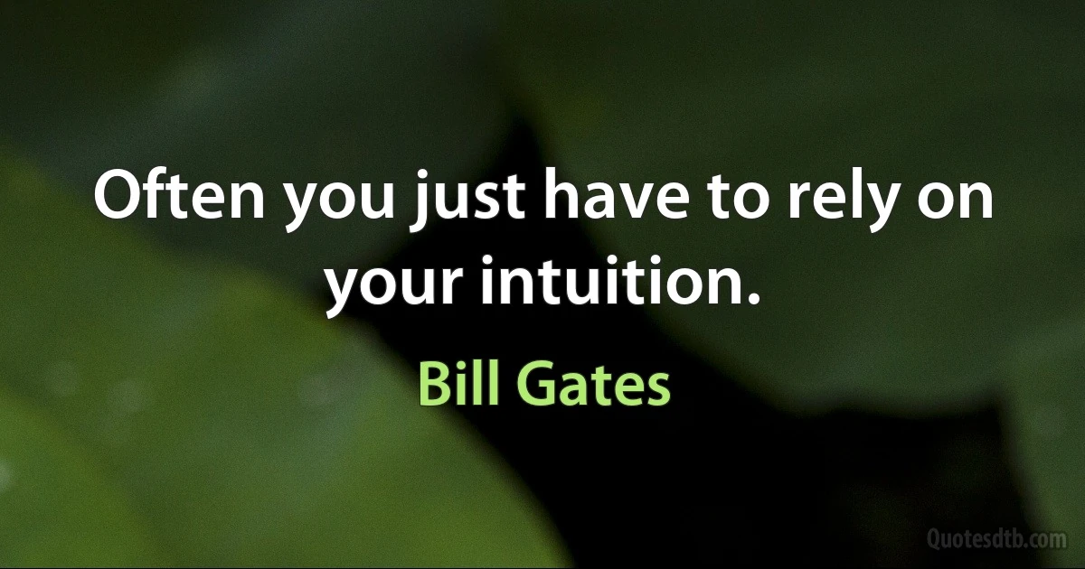 Often you just have to rely on your intuition. (Bill Gates)