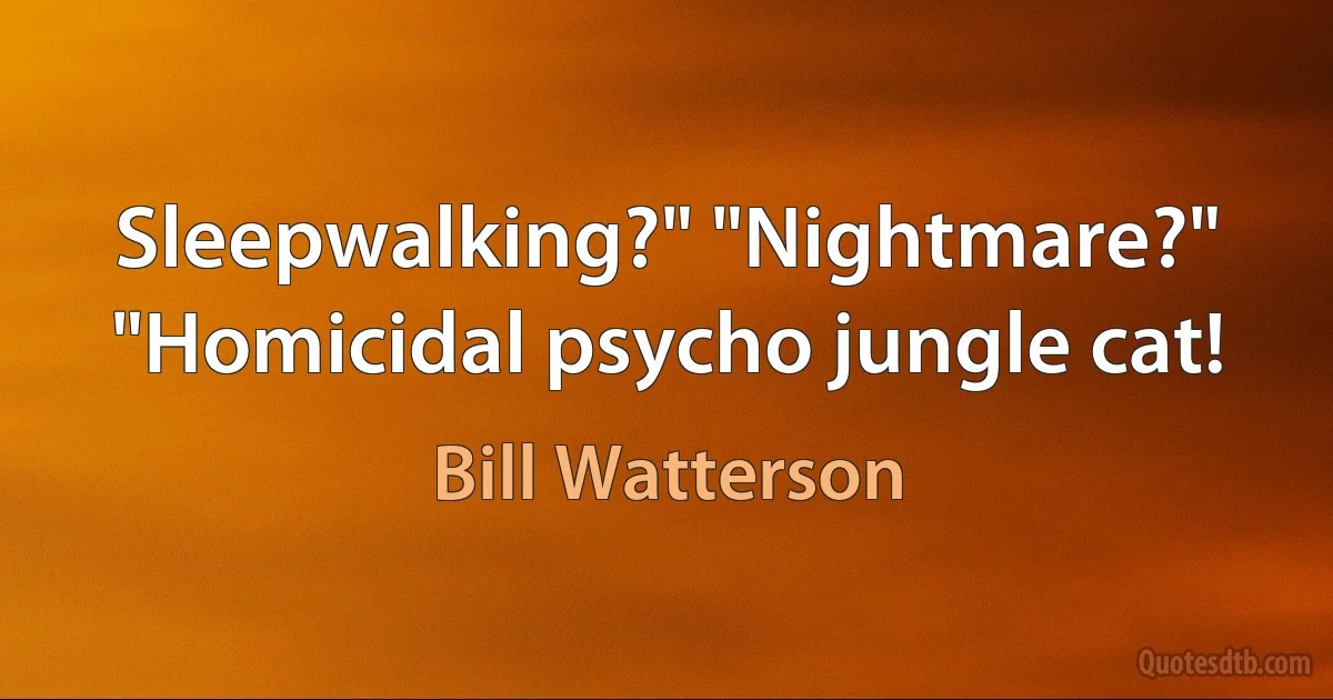 Sleepwalking?" "Nightmare?" "Homicidal psycho jungle cat! (Bill Watterson)