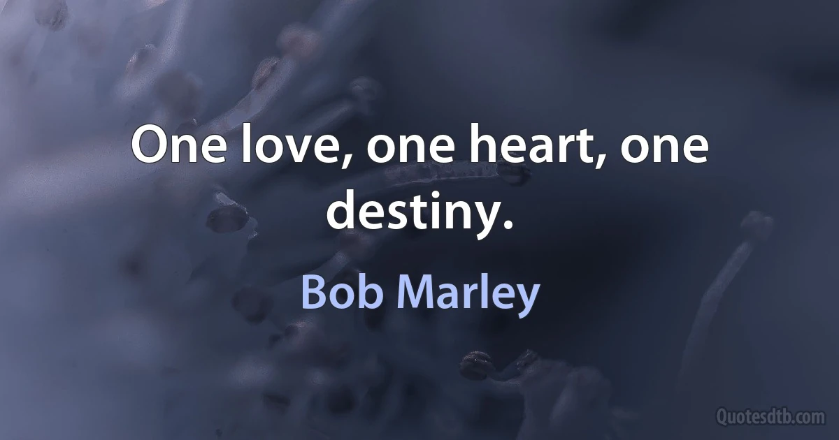 One love, one heart, one destiny. (Bob Marley)