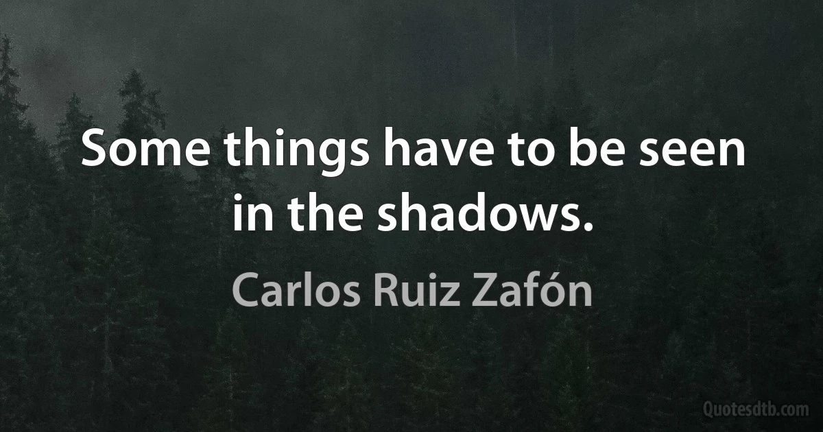 Some things have to be seen in the shadows. (Carlos Ruiz Zafón)