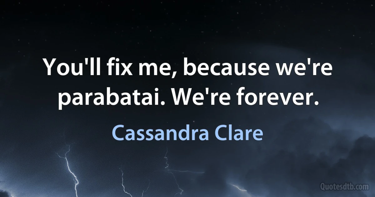 You'll fix me, because we're parabatai. We're forever. (Cassandra Clare)