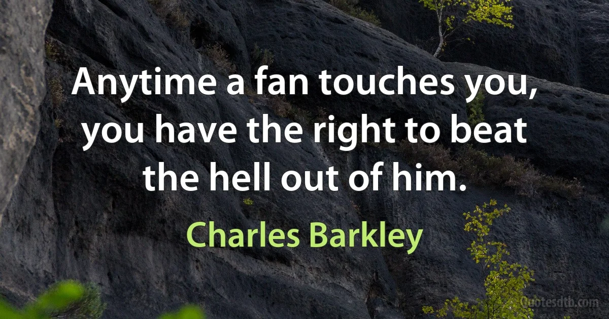 Anytime a fan touches you, you have the right to beat the hell out of him. (Charles Barkley)