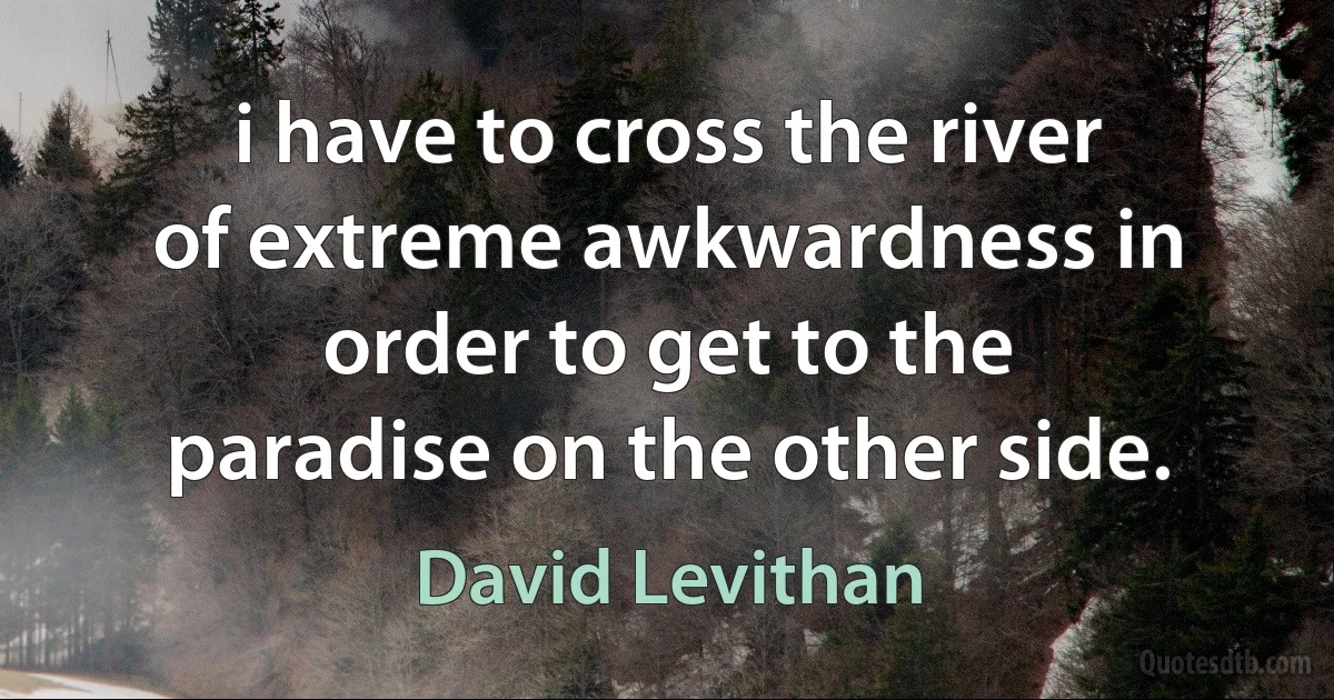 i have to cross the river of extreme awkwardness in order to get to the paradise on the other side. (David Levithan)