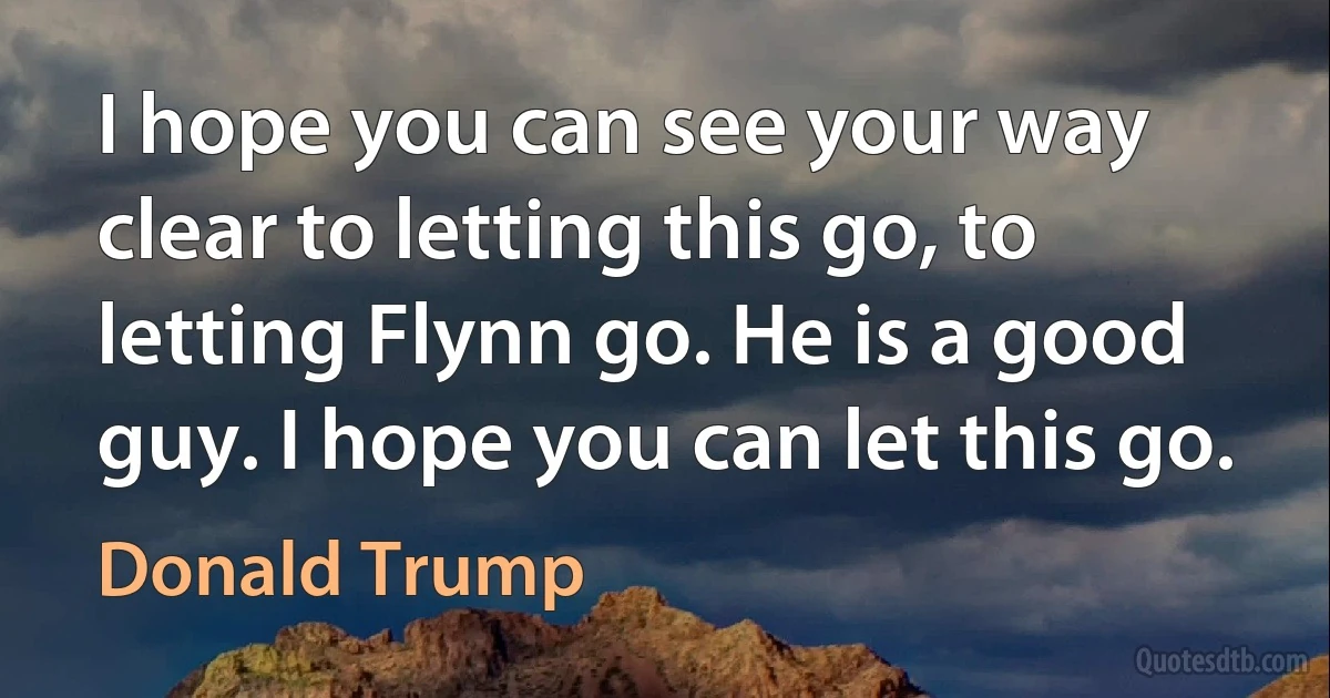 I hope you can see your way clear to letting this go, to letting Flynn go. He is a good guy. I hope you can let this go. (Donald Trump)