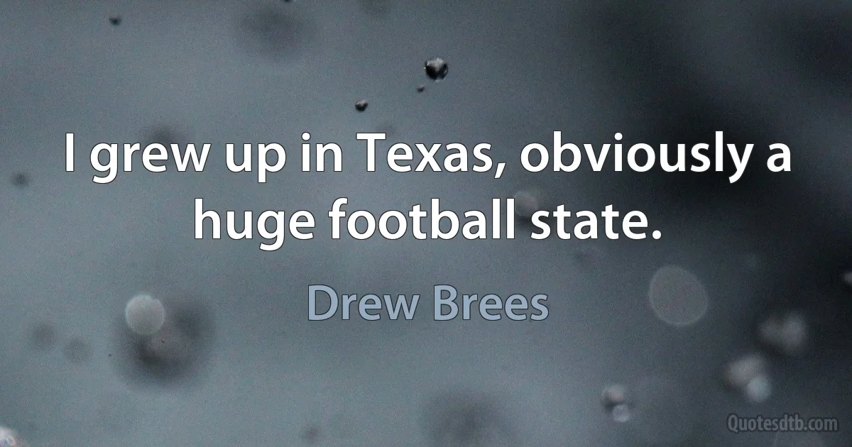 I grew up in Texas, obviously a huge football state. (Drew Brees)