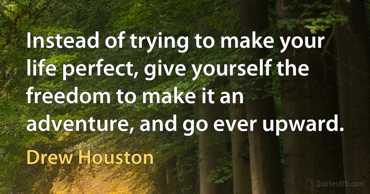 Instead of trying to make your life perfect, give yourself the freedom to make it an adventure, and go ever upward. (Drew Houston)