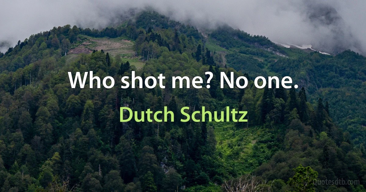 Who shot me? No one. (Dutch Schultz)