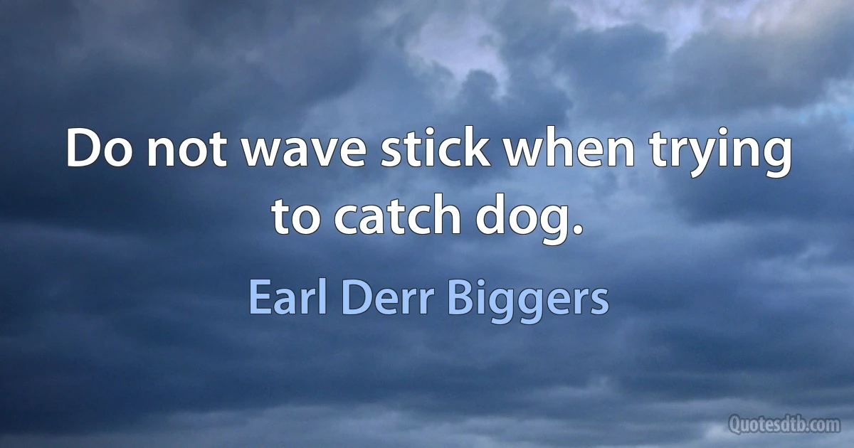 Do not wave stick when trying to catch dog. (Earl Derr Biggers)