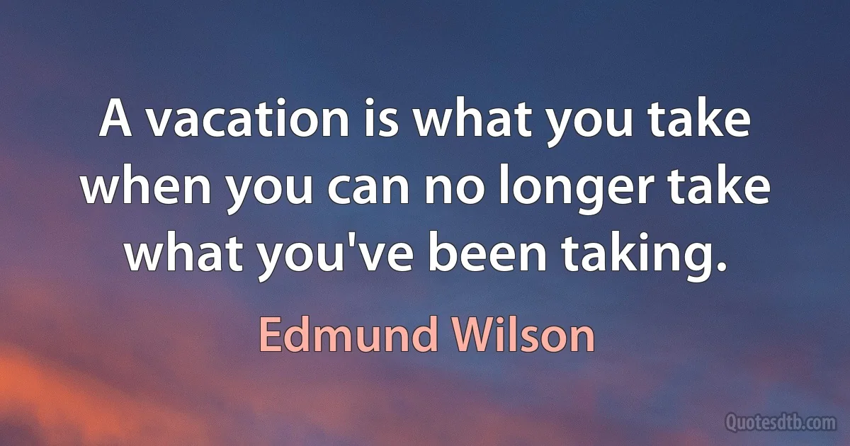 A vacation is what you take when you can no longer take what you've been taking. (Edmund Wilson)