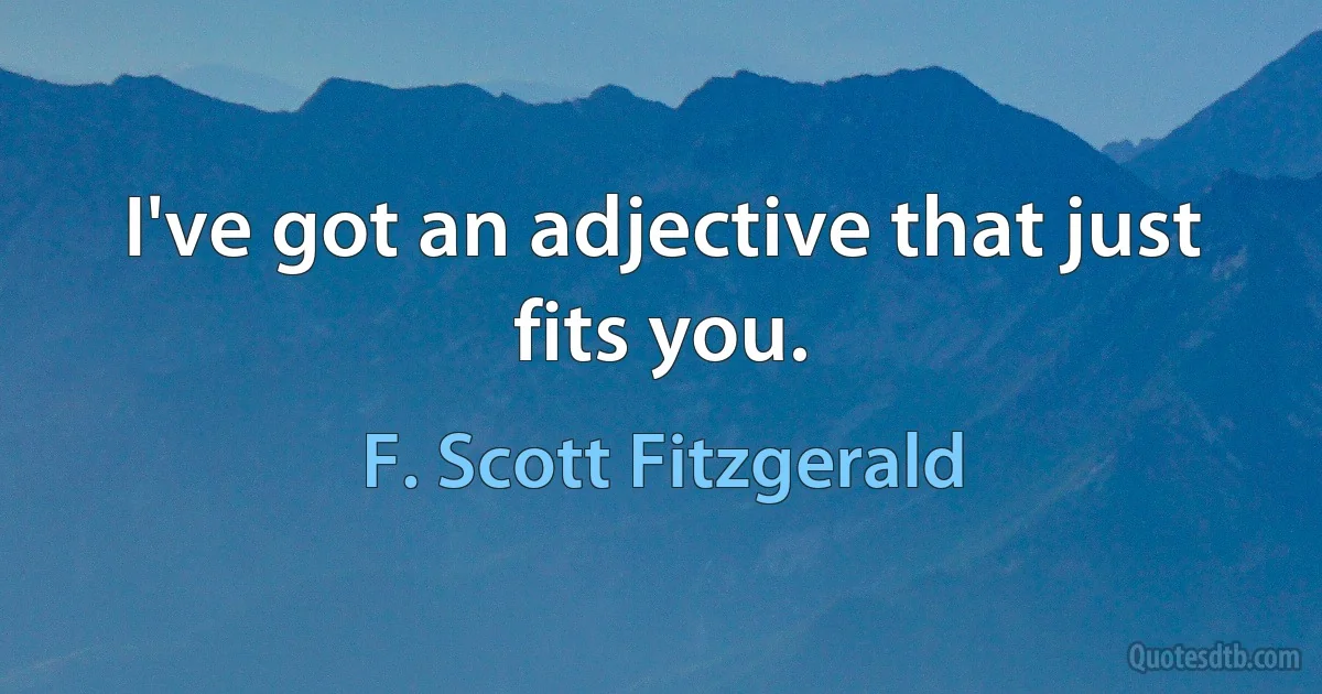 I've got an adjective that just fits you. (F. Scott Fitzgerald)