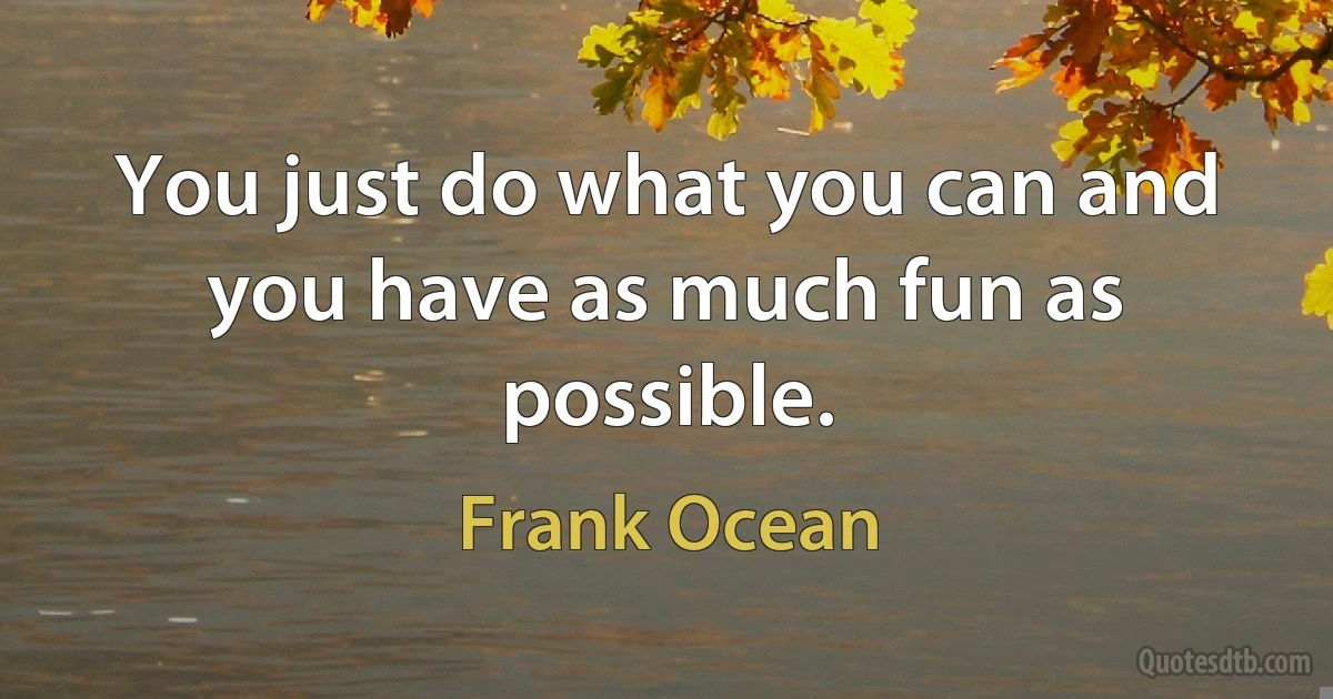 You just do what you can and you have as much fun as possible. (Frank Ocean)