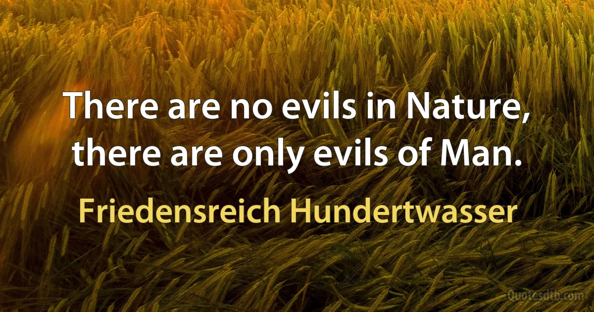 There are no evils in Nature, there are only evils of Man. (Friedensreich Hundertwasser)