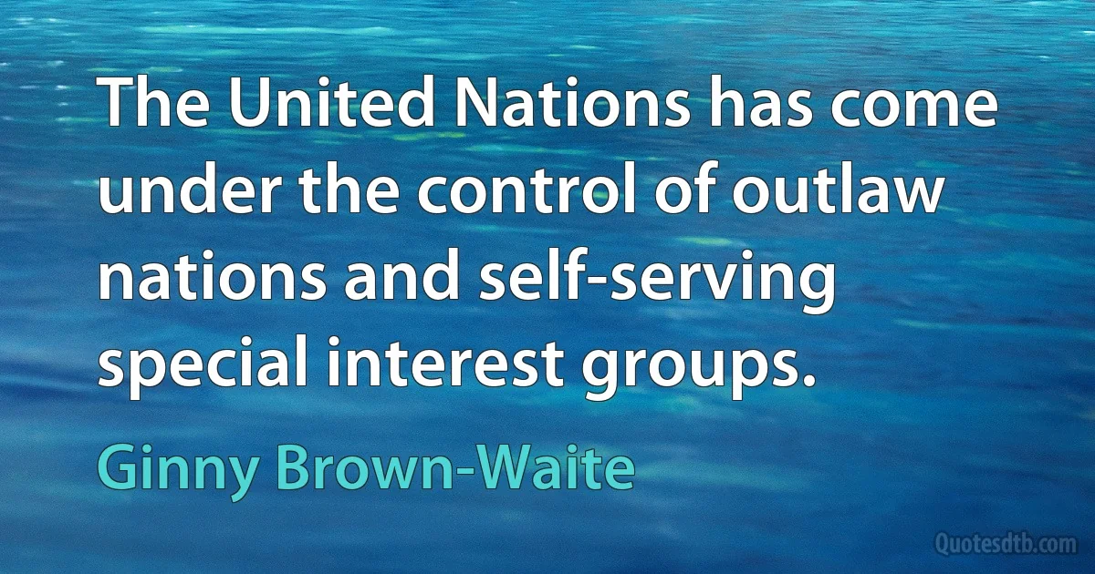 The United Nations has come under the control of outlaw nations and self-serving special interest groups. (Ginny Brown-Waite)