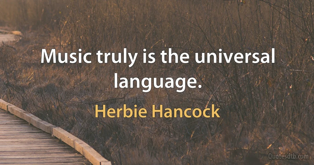 Music truly is the universal language. (Herbie Hancock)