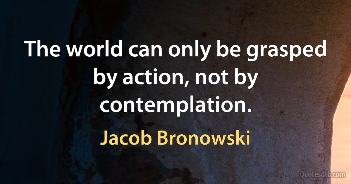 The world can only be grasped by action, not by contemplation. (Jacob Bronowski)