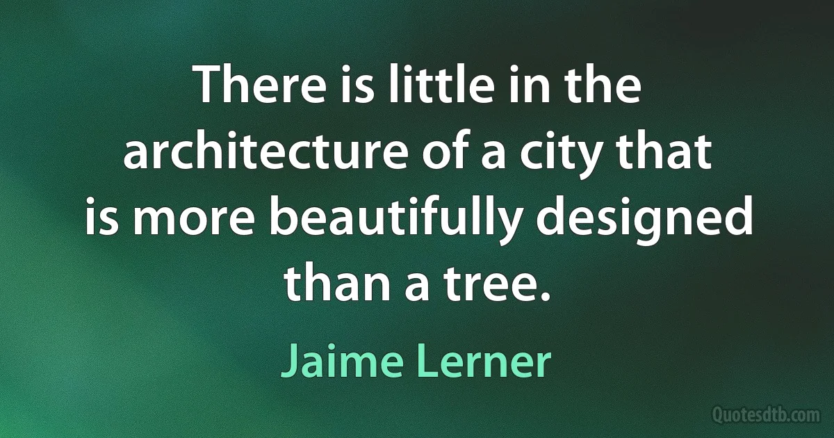 There is little in the architecture of a city that is more beautifully designed than a tree. (Jaime Lerner)