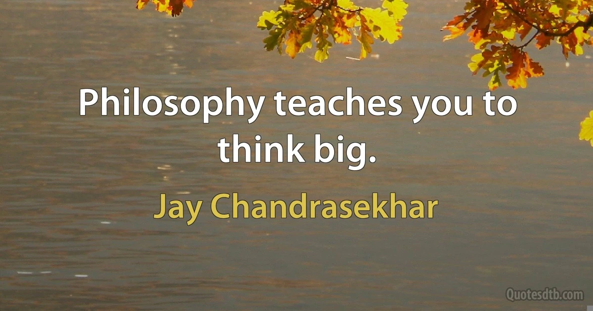 Philosophy teaches you to think big. (Jay Chandrasekhar)