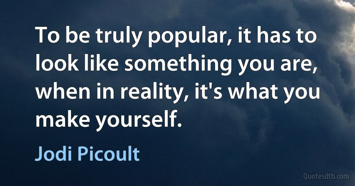 To be truly popular, it has to look like something you are, when in reality, it's what you make yourself. (Jodi Picoult)