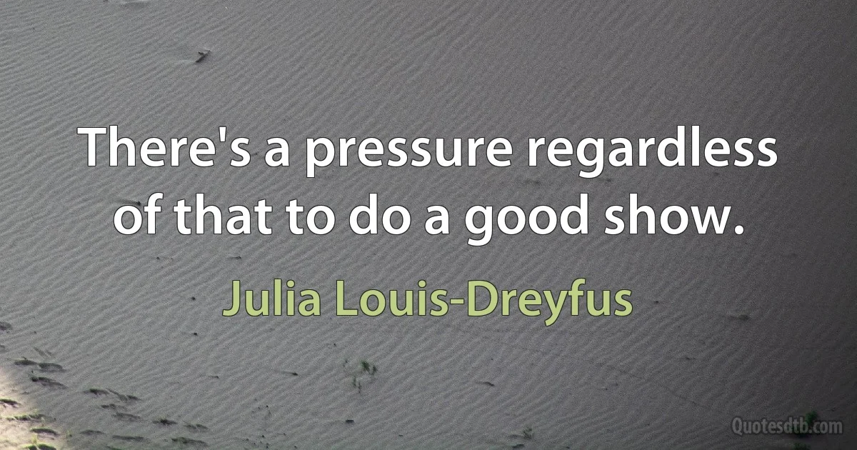 There's a pressure regardless of that to do a good show. (Julia Louis-Dreyfus)