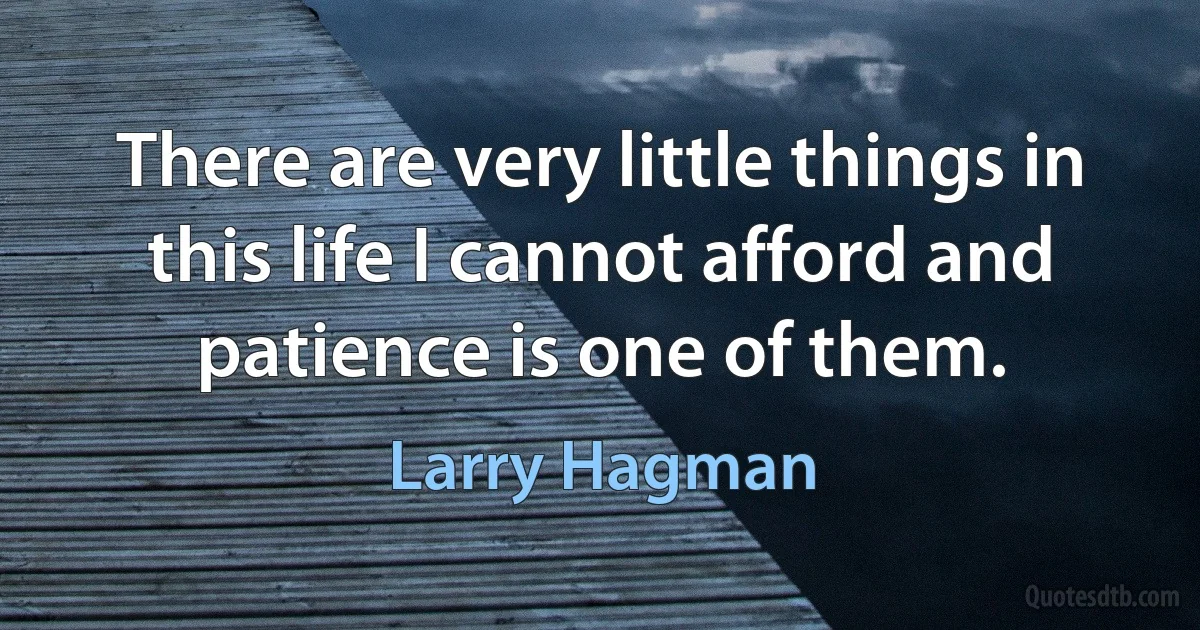 There are very little things in this life I cannot afford and patience is one of them. (Larry Hagman)