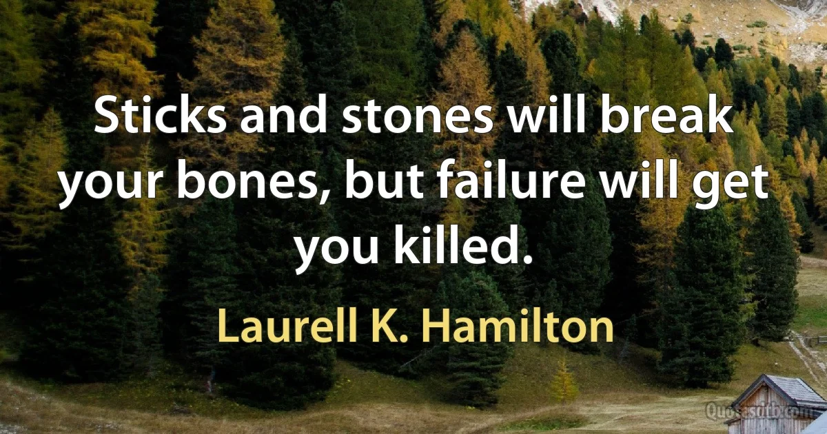 Sticks and stones will break your bones, but failure will get you killed. (Laurell K. Hamilton)