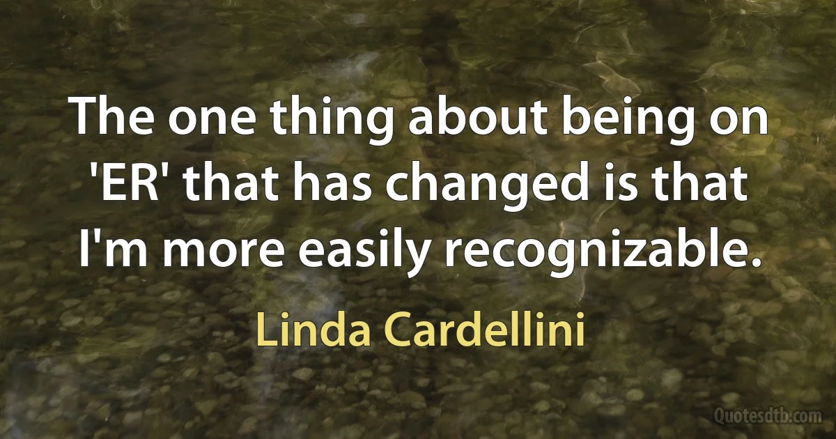 The one thing about being on 'ER' that has changed is that I'm more easily recognizable. (Linda Cardellini)