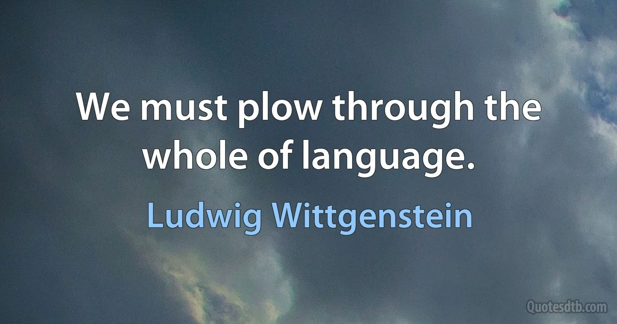 We must plow through the whole of language. (Ludwig Wittgenstein)