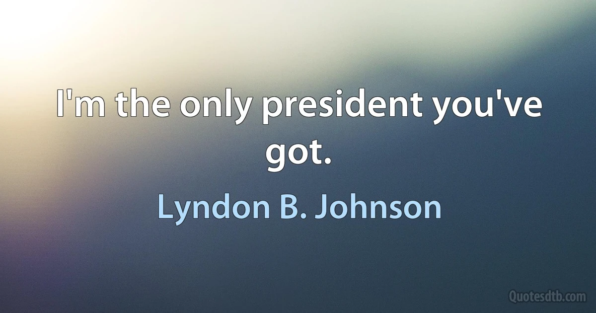 I'm the only president you've got. (Lyndon B. Johnson)