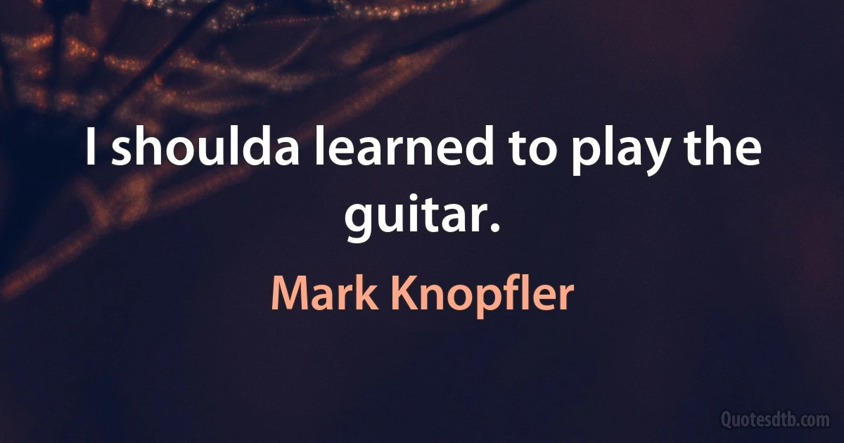 I shoulda learned to play the guitar. (Mark Knopfler)