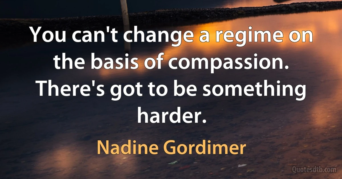 You can't change a regime on the basis of compassion. There's got to be something harder. (Nadine Gordimer)