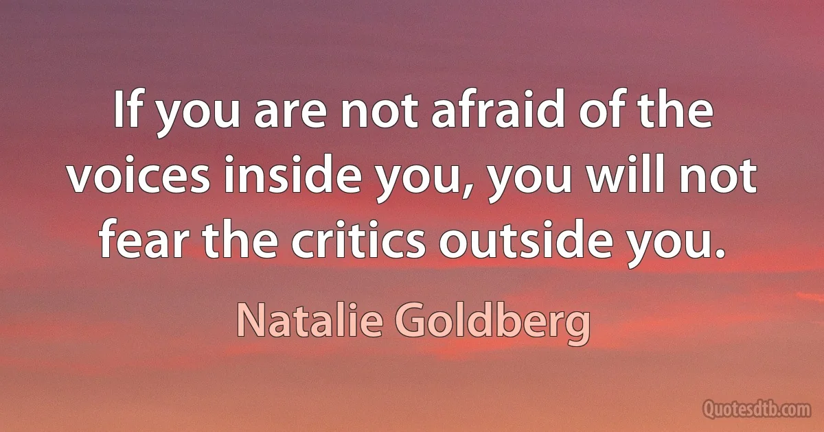 If you are not afraid of the voices inside you, you will not fear the critics outside you. (Natalie Goldberg)