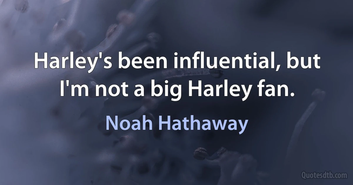 Harley's been influential, but I'm not a big Harley fan. (Noah Hathaway)