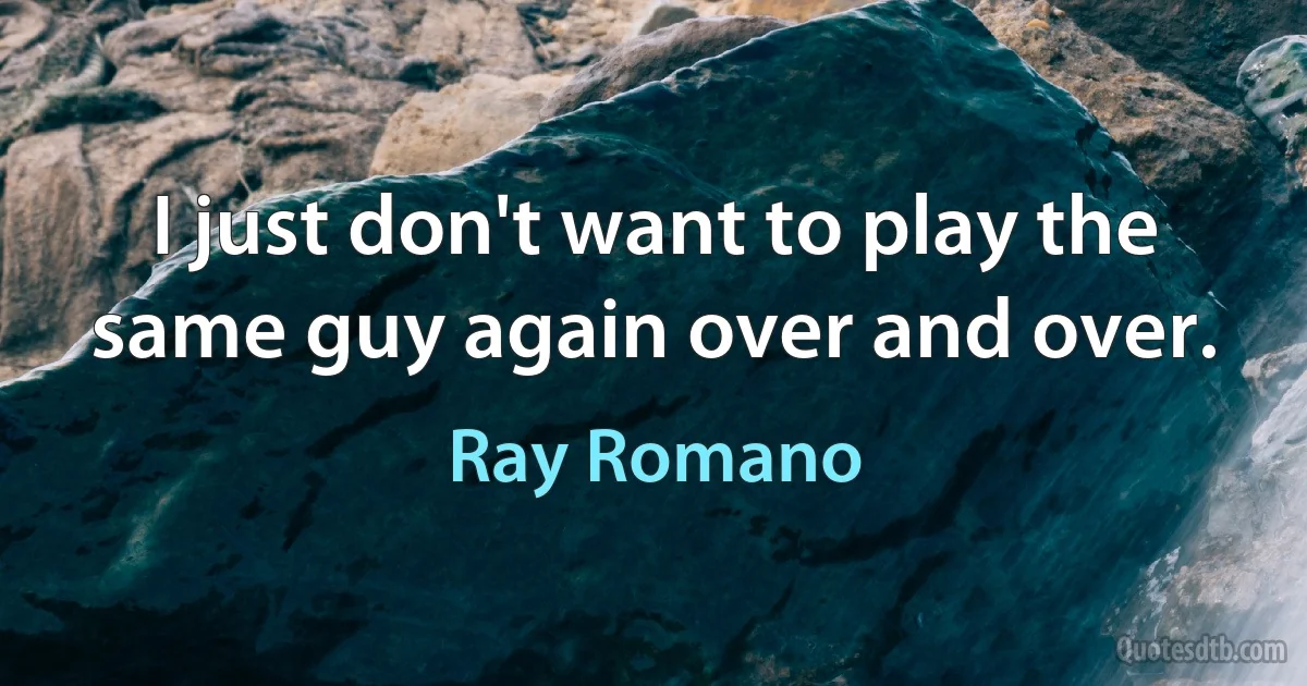 I just don't want to play the same guy again over and over. (Ray Romano)