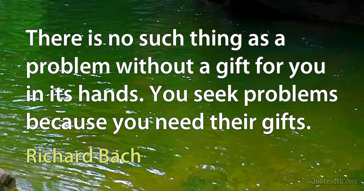 There is no such thing as a problem without a gift for you in its hands. You seek problems because you need their gifts. (Richard Bach)