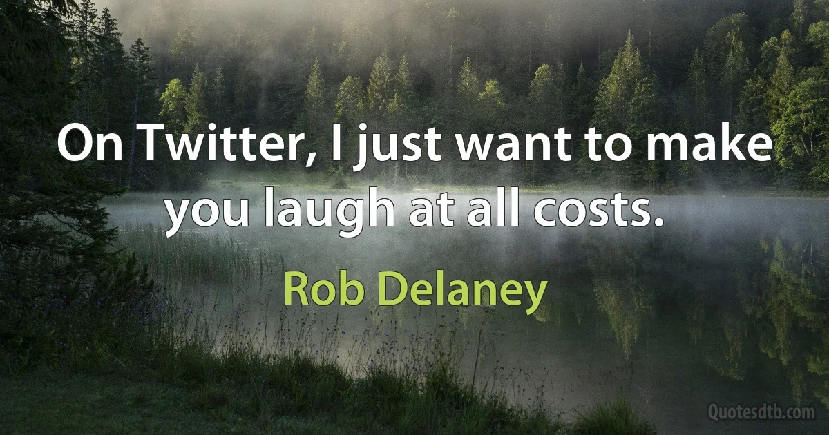 On Twitter, I just want to make you laugh at all costs. (Rob Delaney)