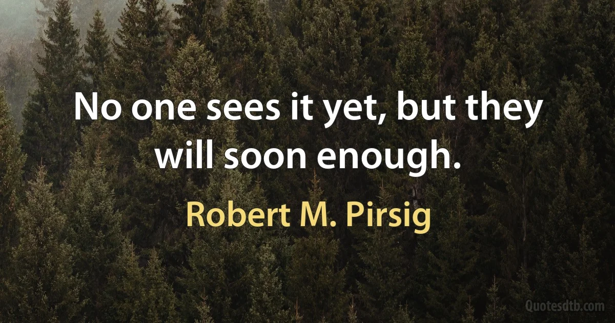 No one sees it yet, but they will soon enough. (Robert M. Pirsig)