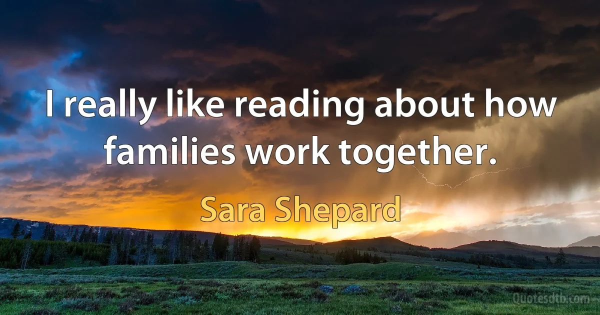 I really like reading about how families work together. (Sara Shepard)