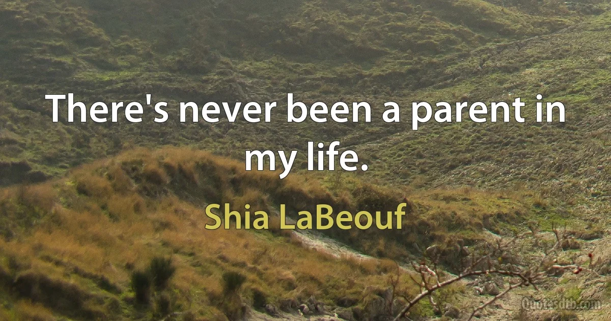 There's never been a parent in my life. (Shia LaBeouf)